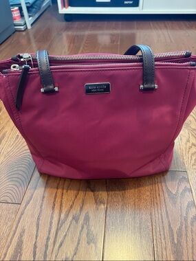 kate spade Magenta Nylon Tote with Dark Brown Handles